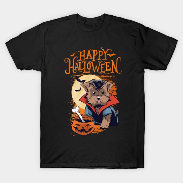 Halloween Happy Halloween Funny Dog Costume T-Shirt by Pummli